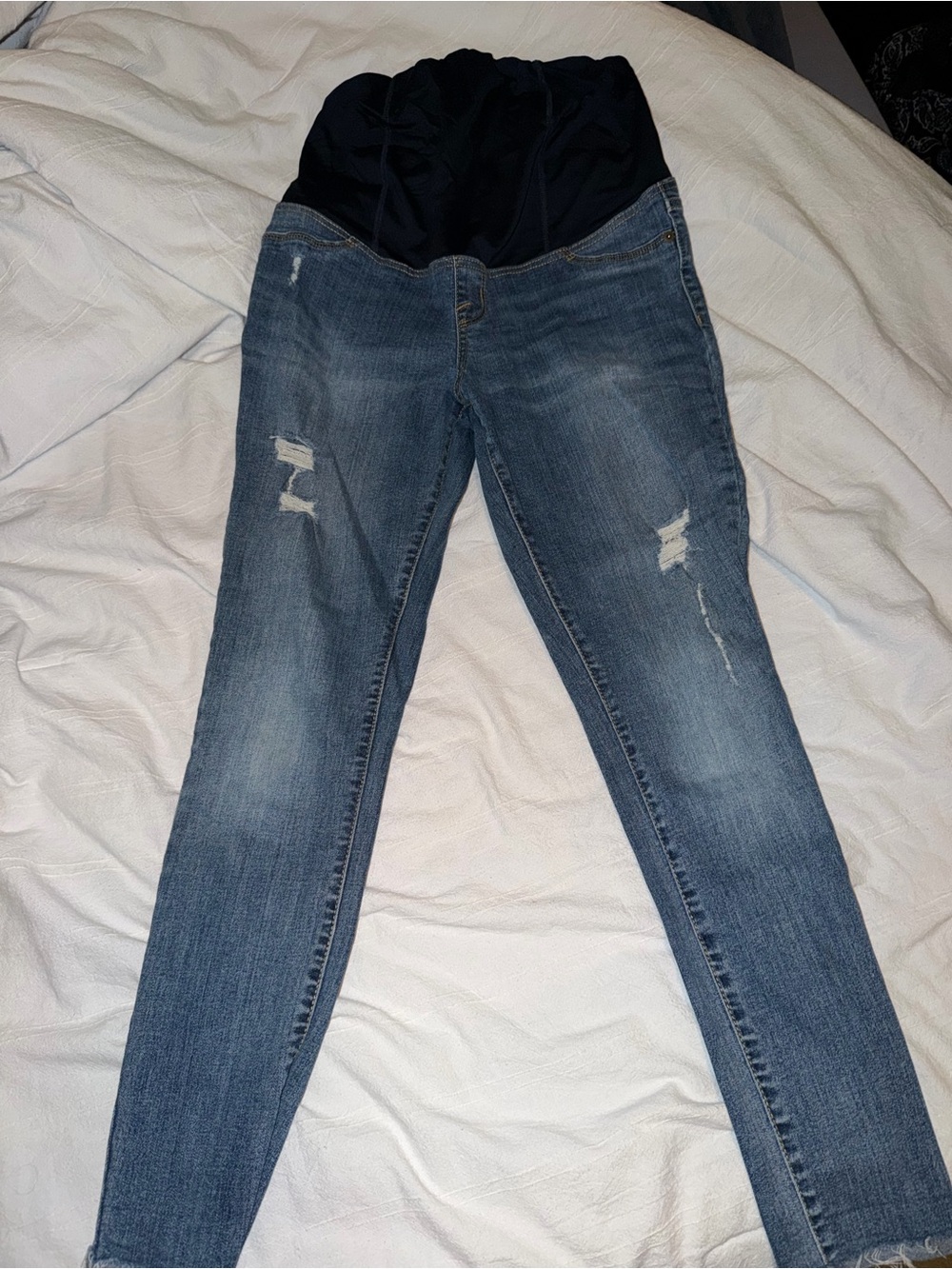 Maternity Blue Distressed Skinny Jeans